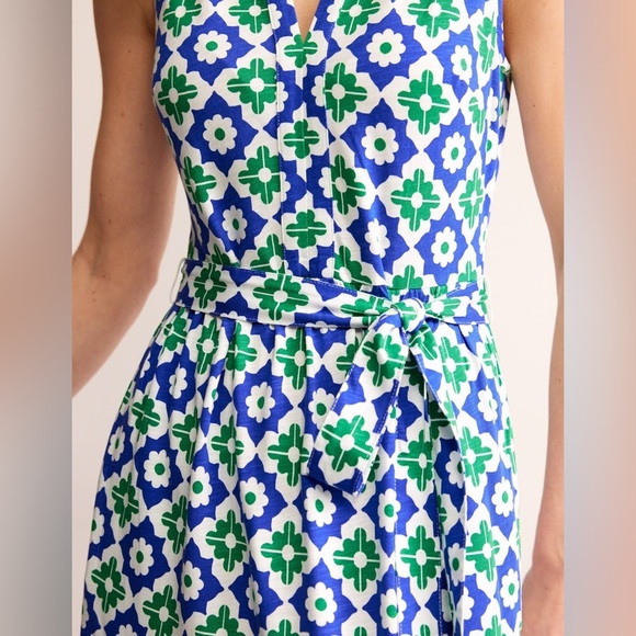 NWT Boden Naomi notch jersey te length maxi dress green tambourine geo 8 petite - Picture 3 of 4